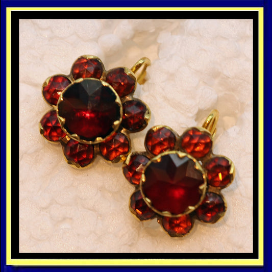 antique Victorian Georgian garnet gold earrings
