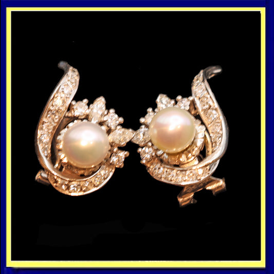 FUSET Art Deco earrings diamonds platinum pearls Barcelona, Spain