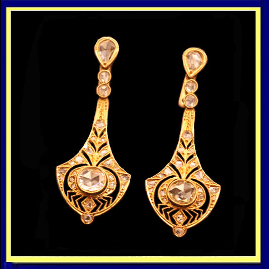 FUSET y GRAU Art Deco Earrings gold diamonds dangle earpendants spider bug