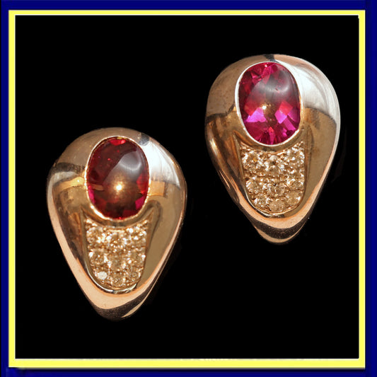 Mauboussin Paris vintage earrings 18k white gold pink tourmaline diamonds