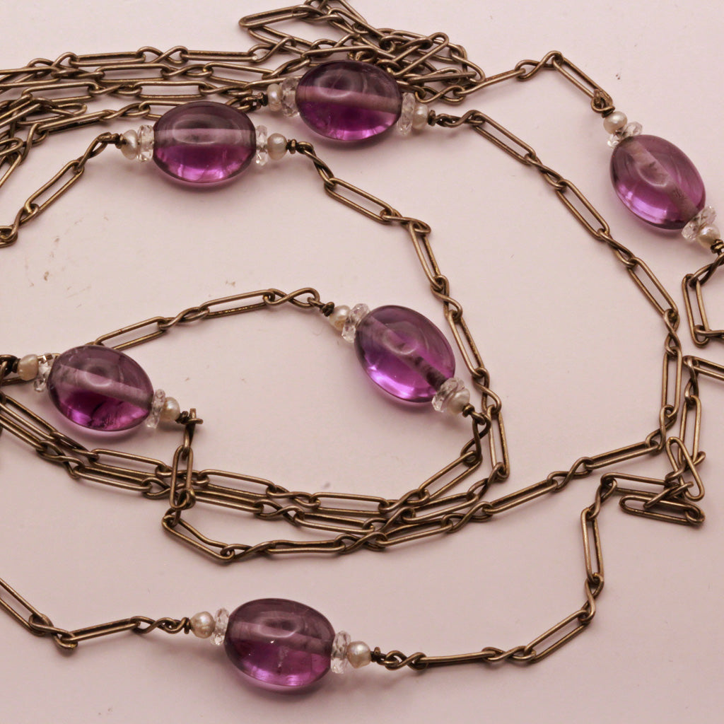 Vintage amethyst top link necklace