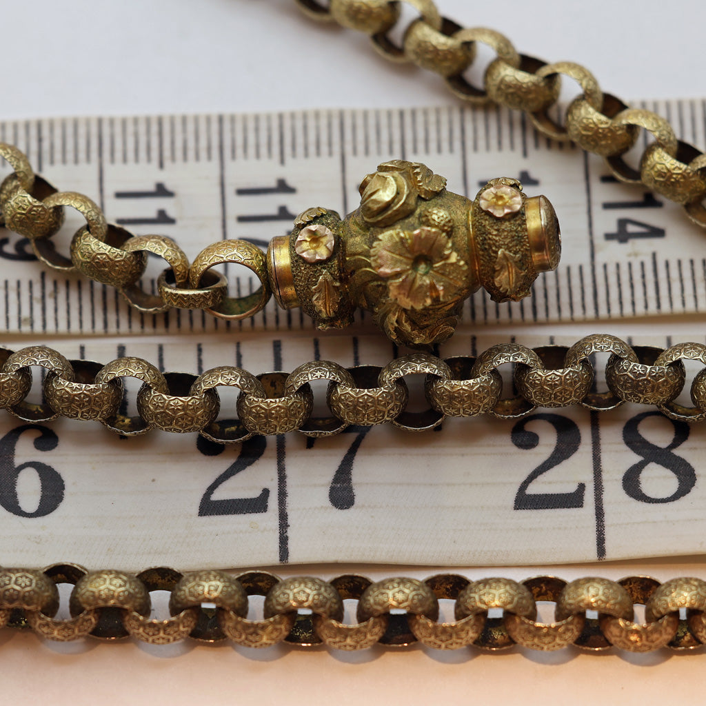 Antique Georgian Muff Chain long necklace 18k gold 46inch long guard chain (7498)