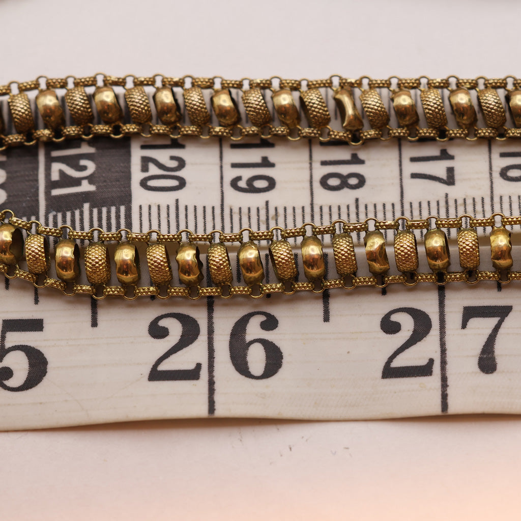 Antique Georgian 18k gold muff chain long necklace sautoir on measuring tape