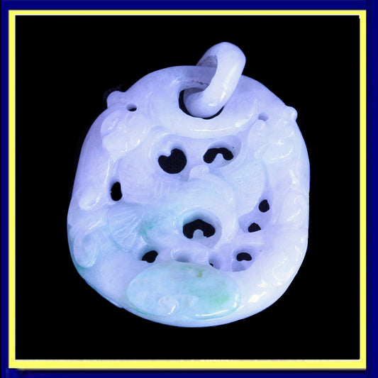 Antique / Vintage lavender green jade pendant carved Chinese (7265)