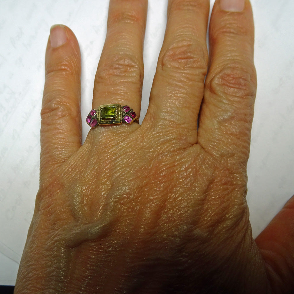 Antique Renaissance Ring Ruby Chrysoberyl 18k Gold Early 16th Century (6235)