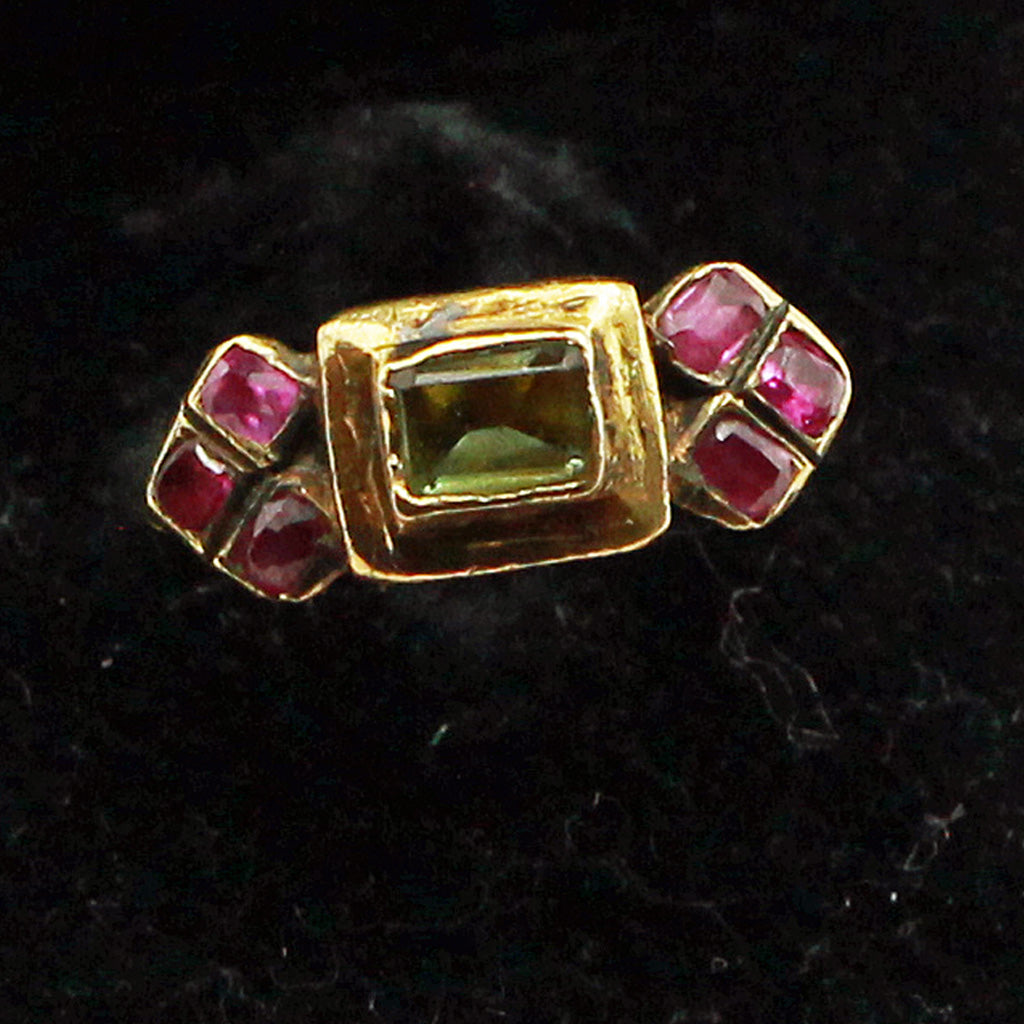 Antique Renaissance Ring Ruby Chrysoberyl 18k Gold Early 16th Century (6235)