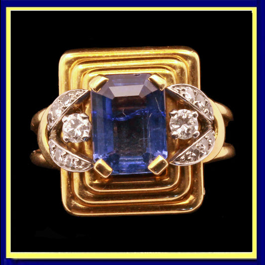 Brenda Ginsberg Antique Jewelry Retro Vintage Brooch Gold Platin Diamonds Ruby Moonstone Pearl French Bird (7324