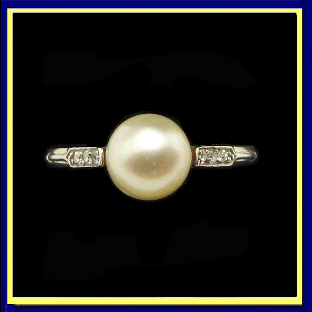 belle epoque edwardian ring natural pearl diamonds platinum French