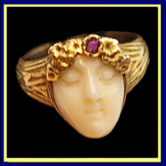 antique art nouveau ring woman gems gold