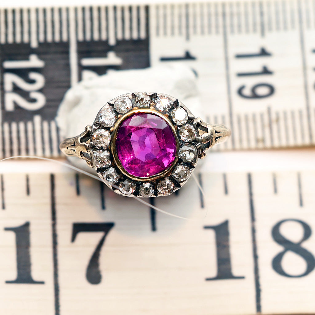 ruler Antique Ruby diamond ring 2.75ct cushion cut Myanmar Burma no heat ruby 