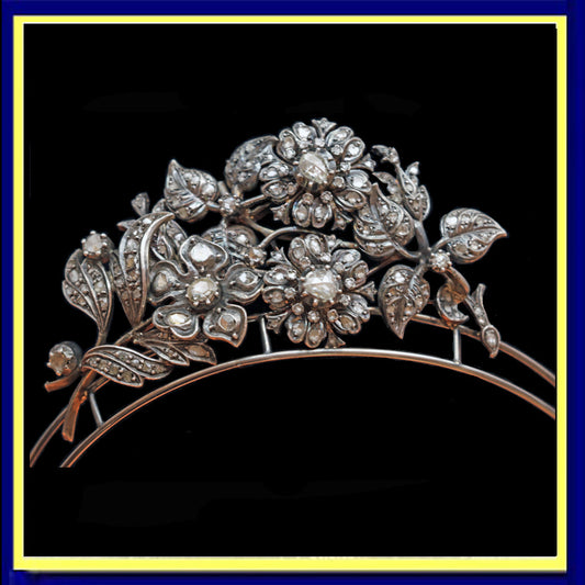 Antique Georgian -Victorian Tiara diamonds gold silver Spanish