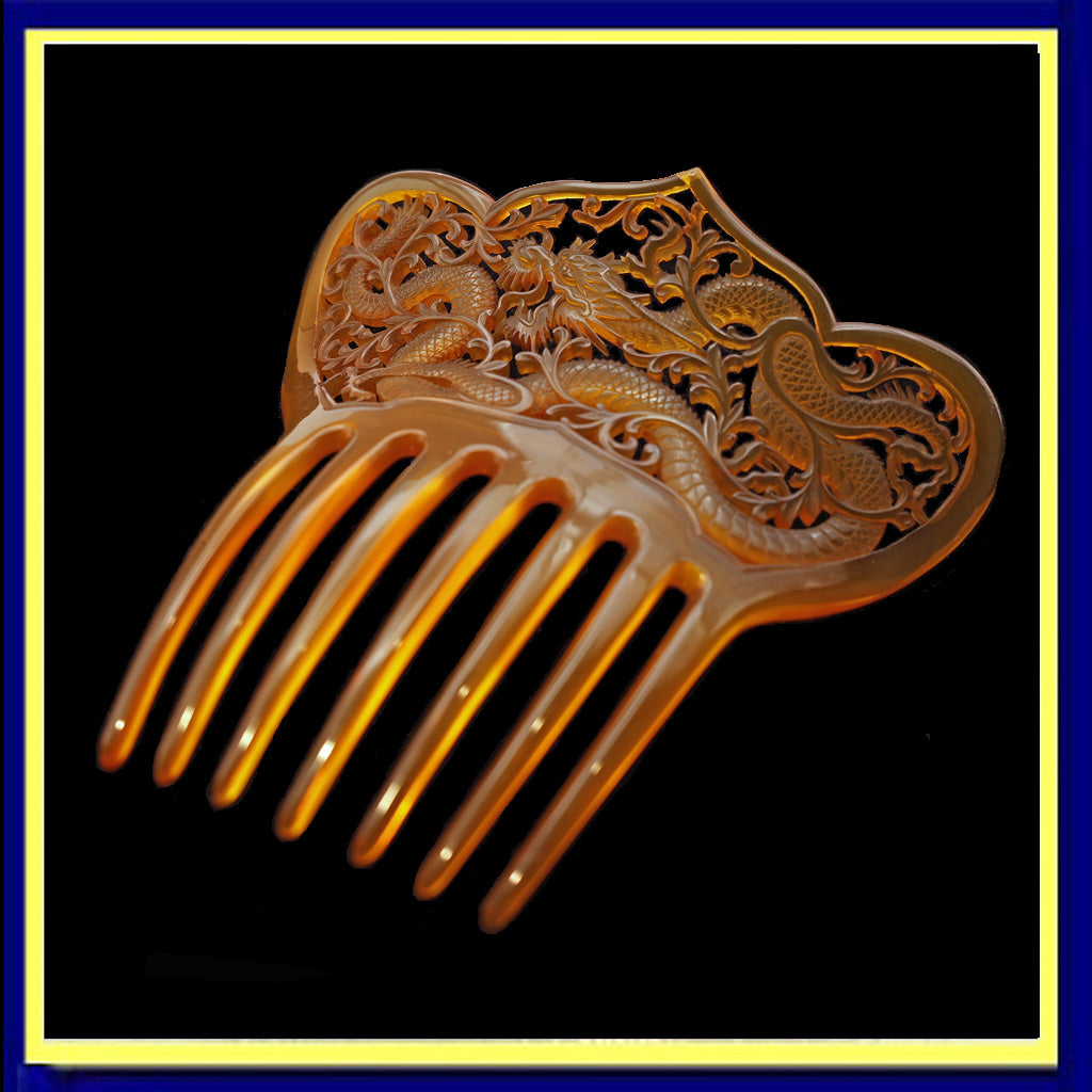 hair comb tiara antique Art Deco dragon