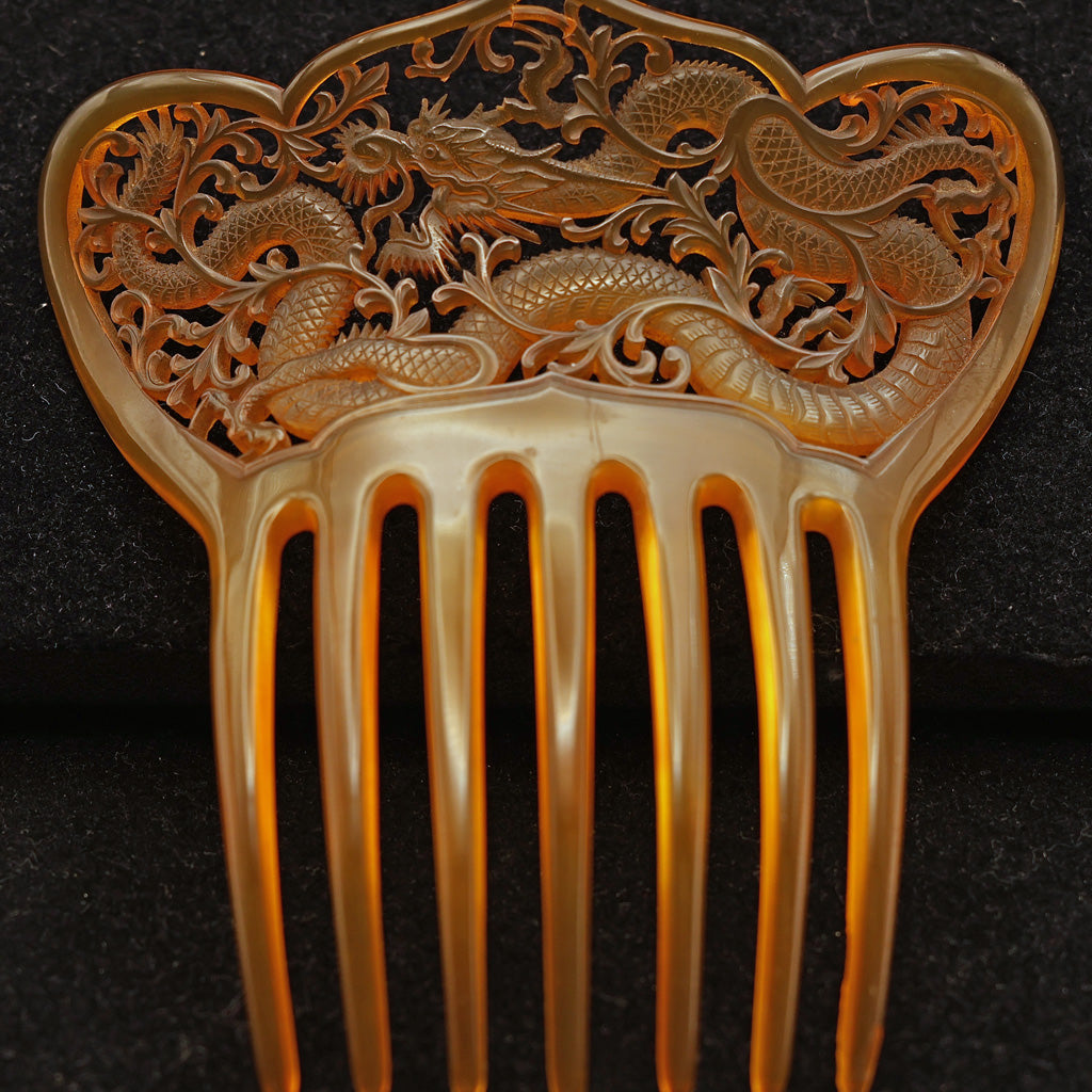 Antique Deco hair comb hair ornament tiara dragon faux tortoiseshell c1920(7479)