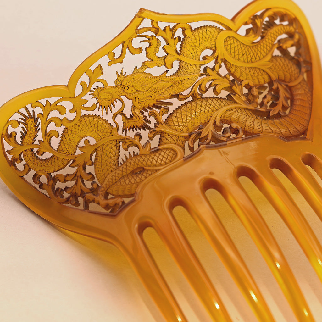 Antique Deco hair comb hair ornament tiara dragon faux tortoiseshell c1920(7479)