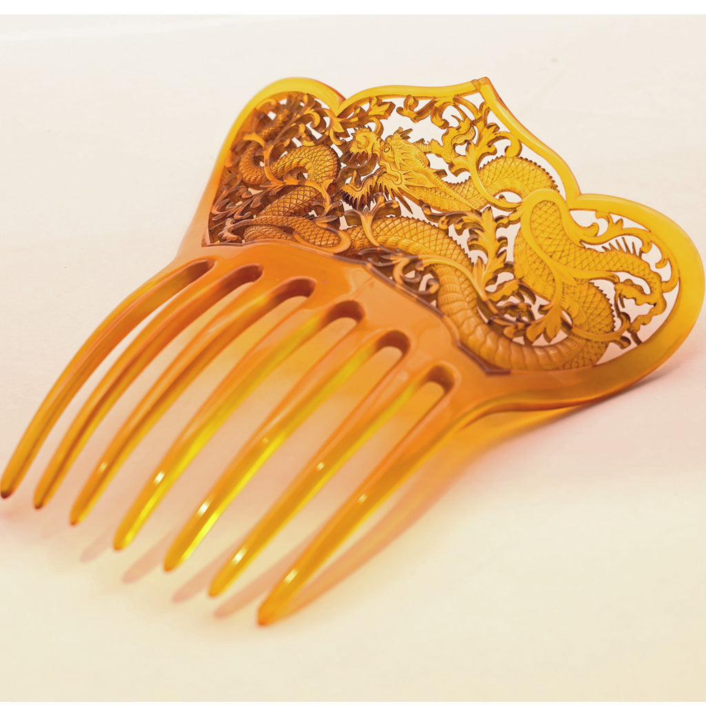 Antique Deco hair comb hair ornament tiara dragon faux tortoiseshell c1920(7479)