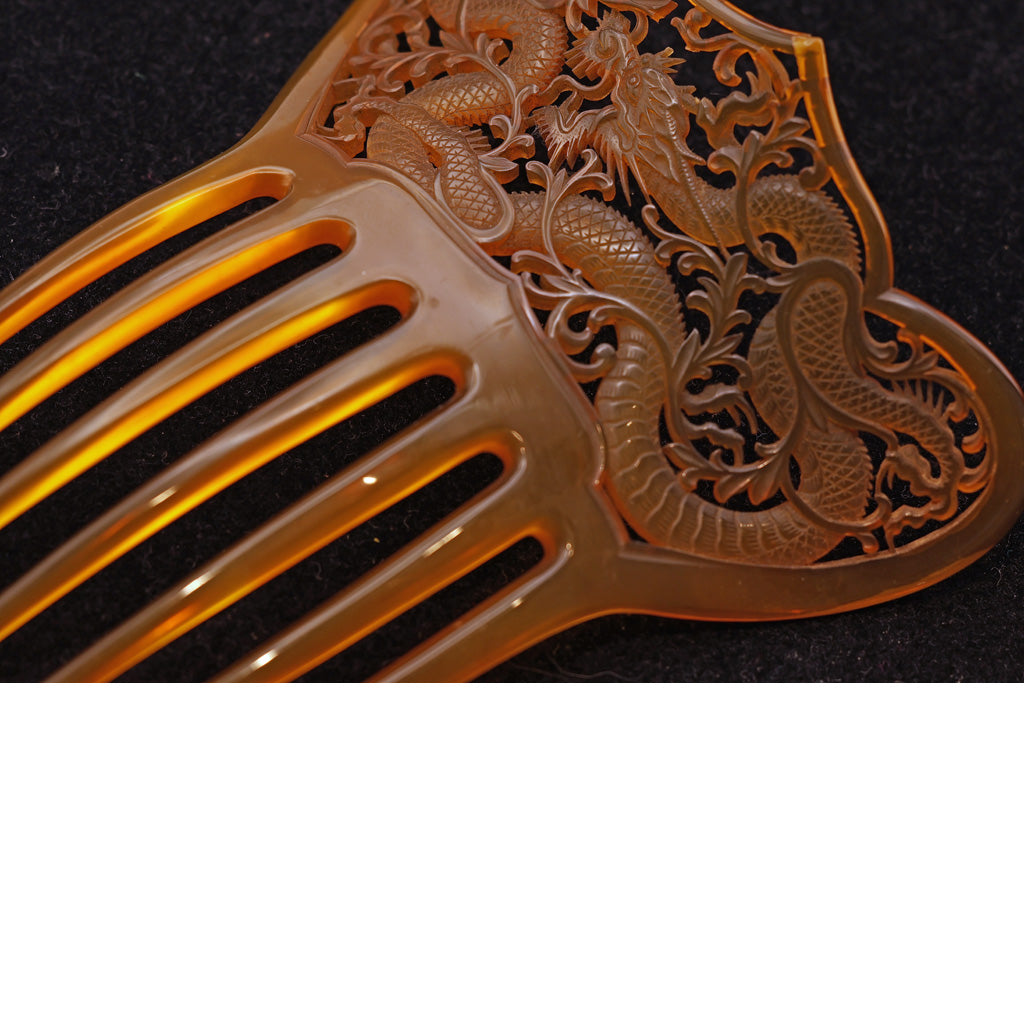 Antique Deco hair comb hair ornament tiara dragon faux tortoiseshell c1920(7479)