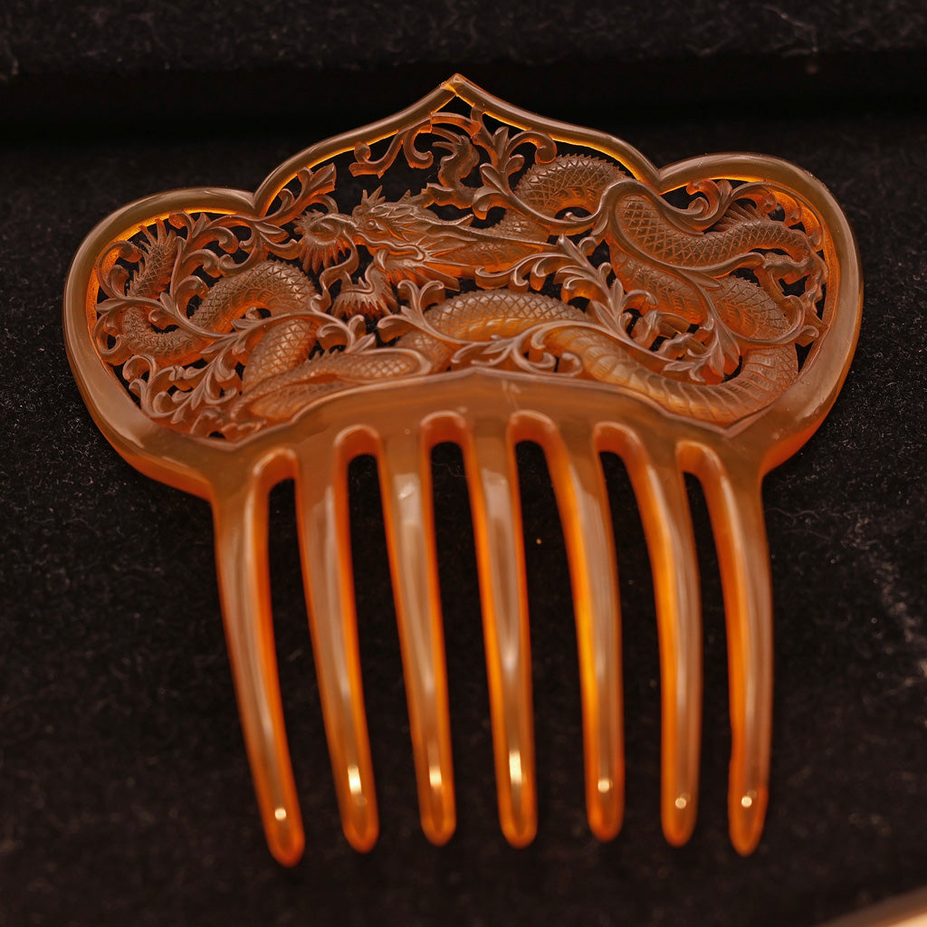 Antique Deco hair comb hair ornament tiara dragon faux tortoiseshell c1920(7479)