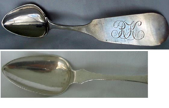 Antique early American coin silver spoon Nicholas Le Huray Philadelphia (7535)