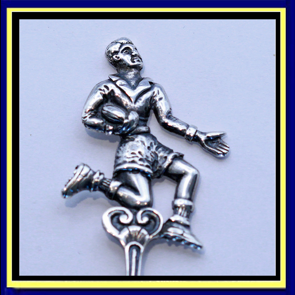 Vintage South African Sterling Silver sugar tea spoon Rugby football player