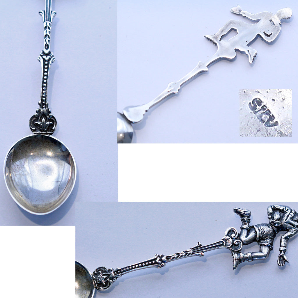 Vintage South African Sterling Silver sugar tea spoon Rugby football player (787)