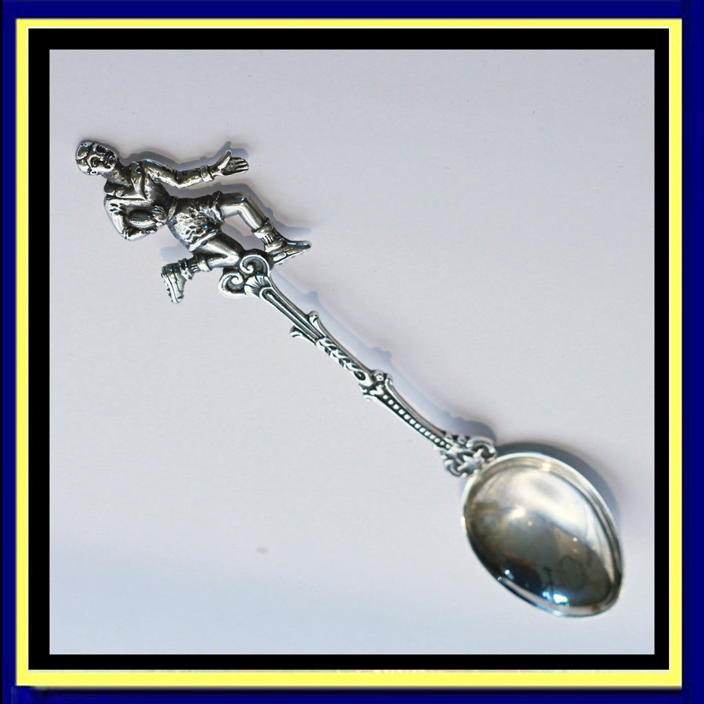 Vintage South African Sterling Silver sugar tea spoon Rugby football player (787)