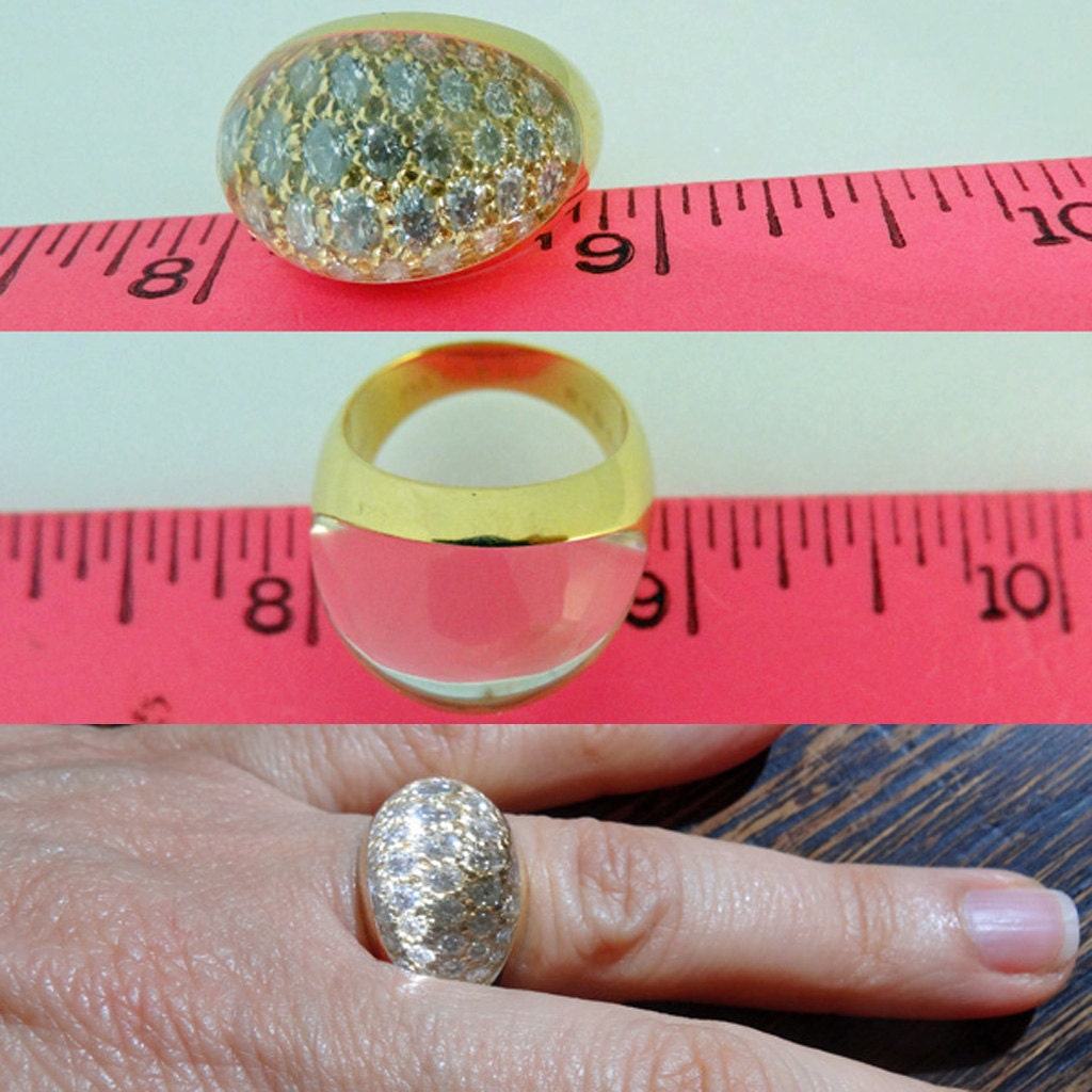 Vintage Ring Cartier Rock Crystal Diamond 18k Gold Myst Cartier