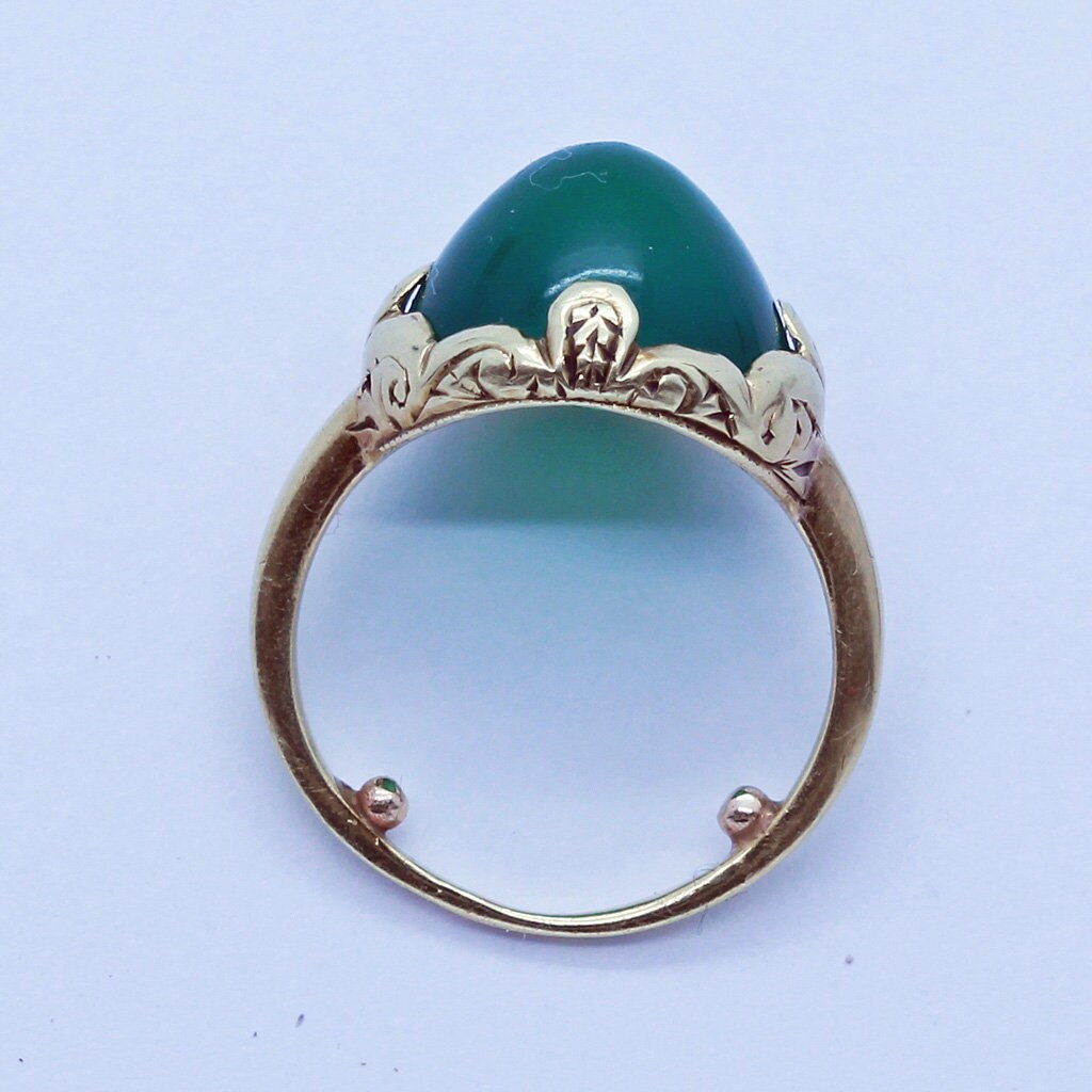 Green Chalcedony and Emerald shops on 14 Karat gold.