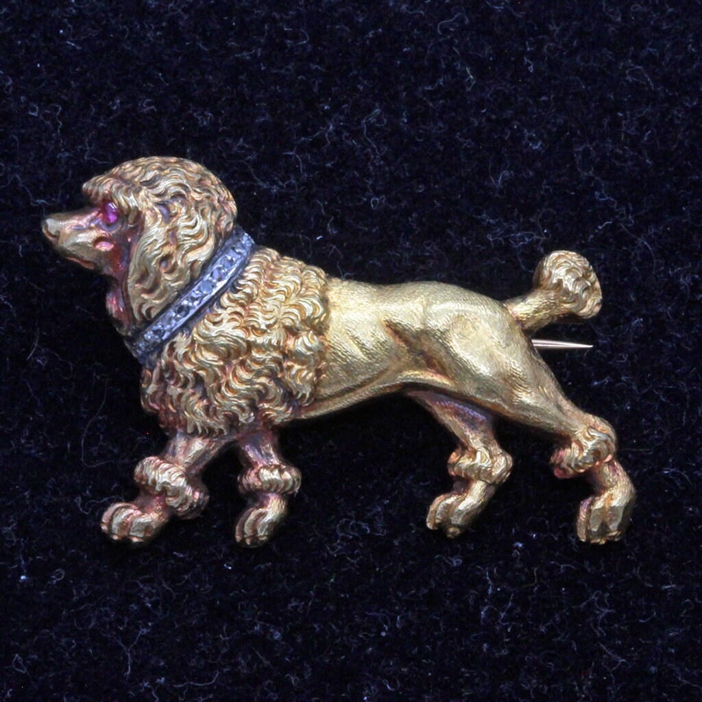 Antique poodle brooch sale