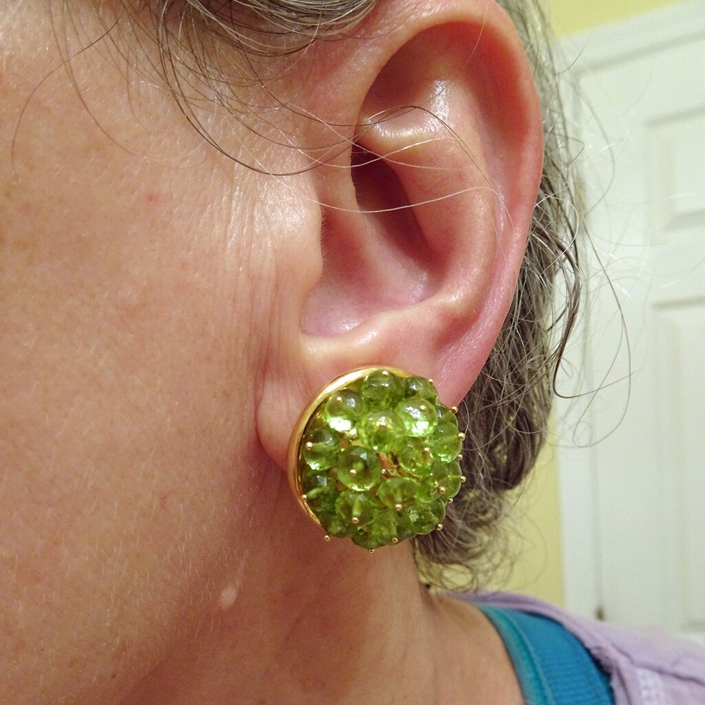 Valentin Magro Earrings Ear Clips 18k Gold and Peridot Retail