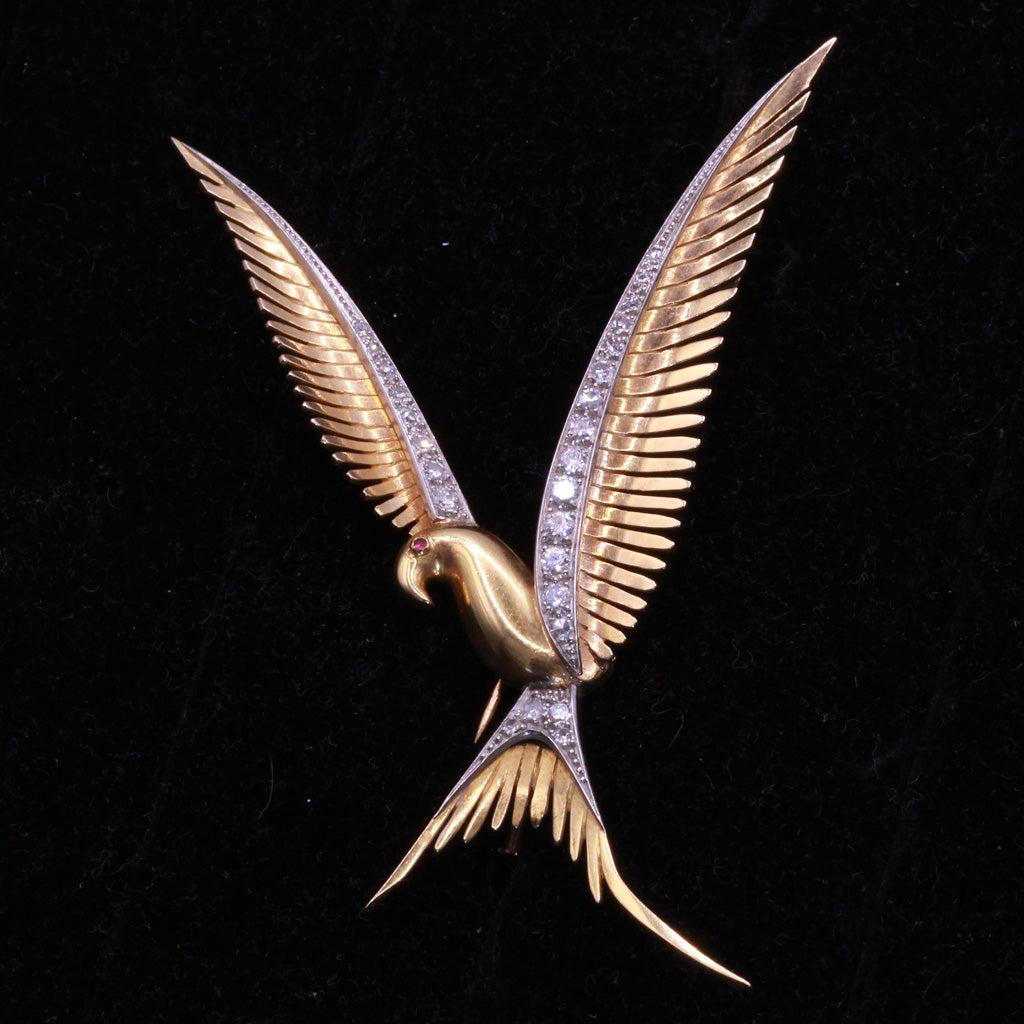 Gold bird online brooch